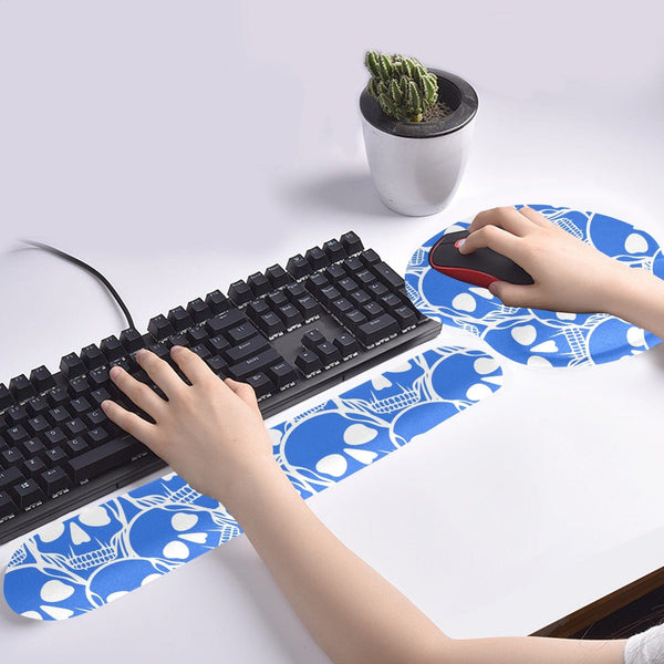 Blue Skull Mouse Pad and Hand Rest Set