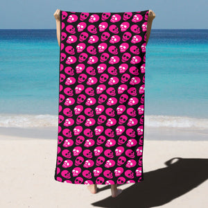 Pink Skulls Pattern Quick Drying Beach Towel