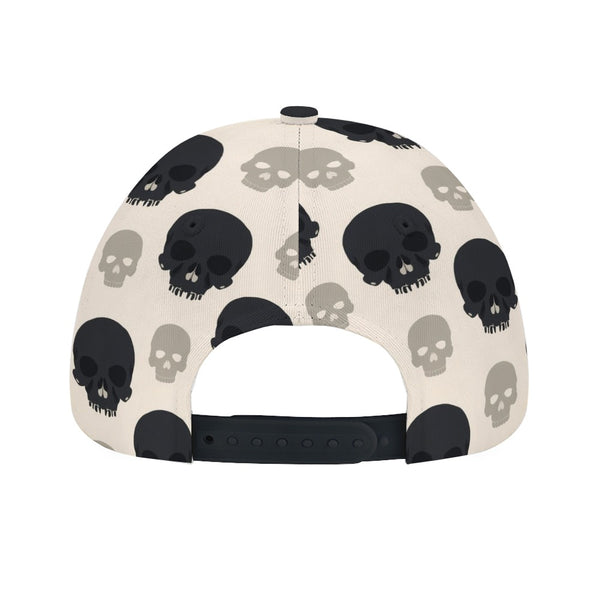 Edgy Black & Beige Skull Baseball Cap - Everything Skull Clothing Merchandise and Accessories