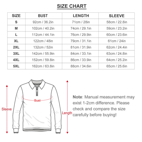 Men's Skull Gothic Long-Sleeve Zip Polo Shirt