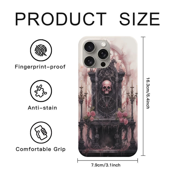 Gothic Skull Head On Chair iPhone 15 Pro Max Case