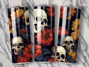 Floral Skulls Tumbler Personalized, Floral Skull Gifts, Skull Tumbler With  Straw, Skull Cup With Lid and Straw, Skull Gifts for Women 