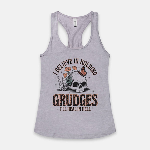 Women's Skull I Believe In Holding... Racerback Tank Top