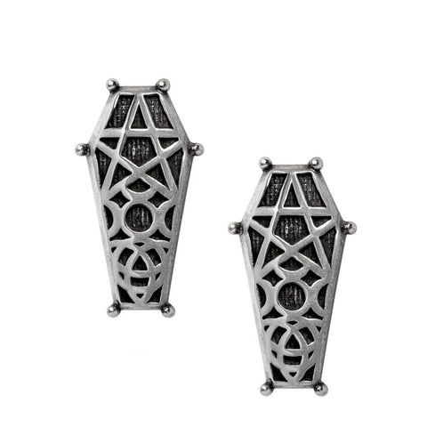 A Shining, Tangible Spell of Protection, Defying The Reaper Hex Coffin Earrings