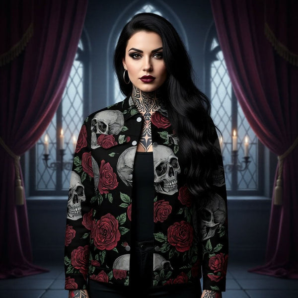 The "Shadow Rose" Collared Button-Down Jacket