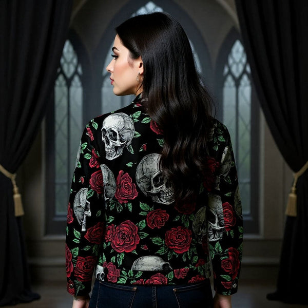 The "Shadow Rose" Collared Button-Down Jacket