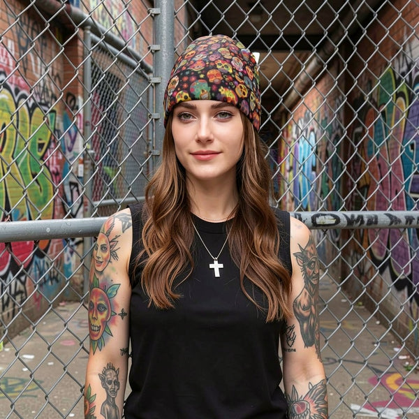 Lots of Skulls Beanie - All-Over Print Knit Cap