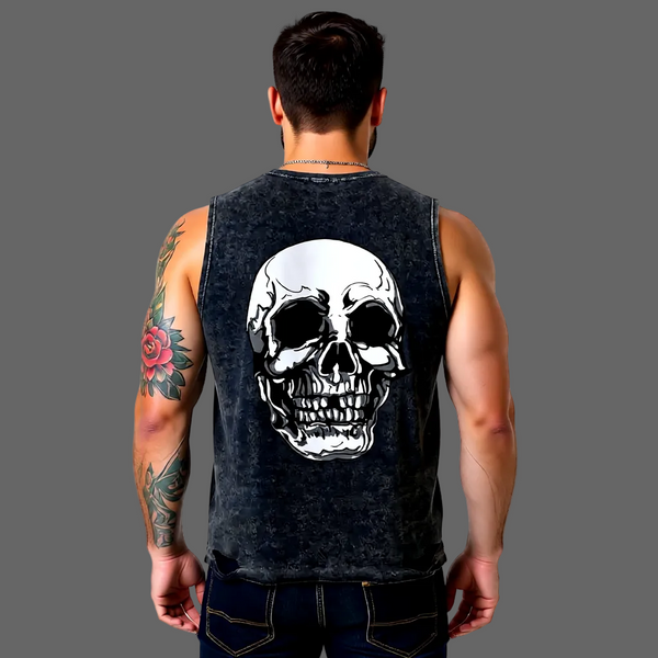 Dark Streetwear Men's Skull Cotton Sleeveless Tank
