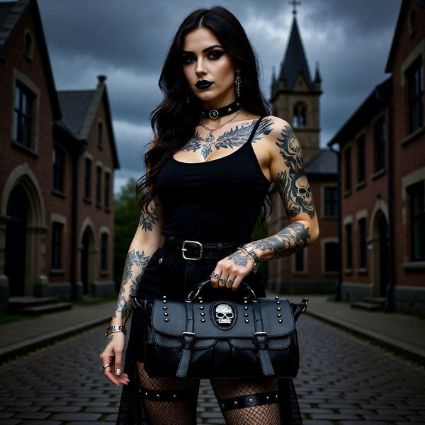 The Midnight Relic™ Skull Tote Bag | Women's Gothic Shoulder Handbag