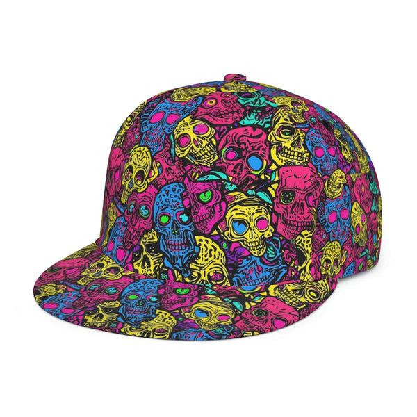 Colorful Bright Comic Skulls Pattern Flat Visor Brim Hat