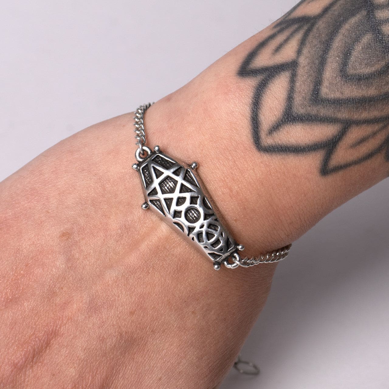  Darkness Meets Elegance With Our Stunning Hex Coffin Bracelet