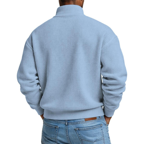 "Final Bloom" Men’s Skull & Roses Waffle Knit Half-Zip