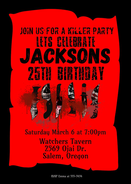 Killer Party Invitation - Personalized Skull Ready to Print Invitation