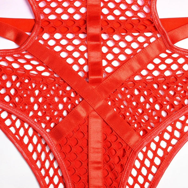 Gothic Fishnet Women Streetwear Bodysuit