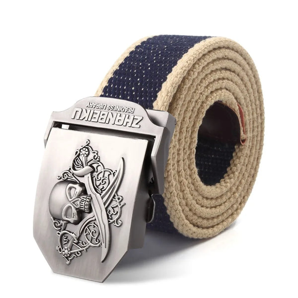 Men's Canvas Skull Metal Buckle Belt 19 Colors