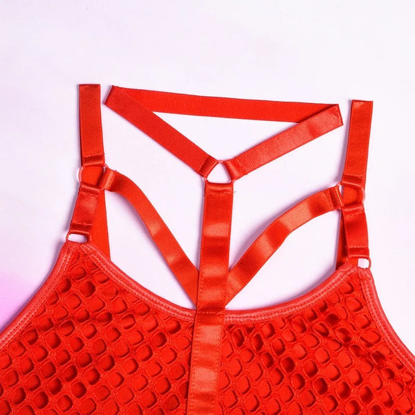 Gothic Fishnet Women Streetwear Bodysuit