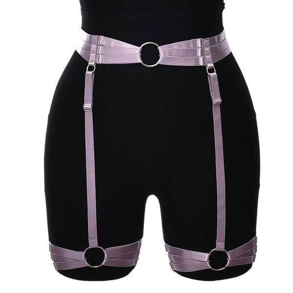 Women’s Goth High-Waist Green Garter Harness Belt – Adjustable Leg Harness Straps