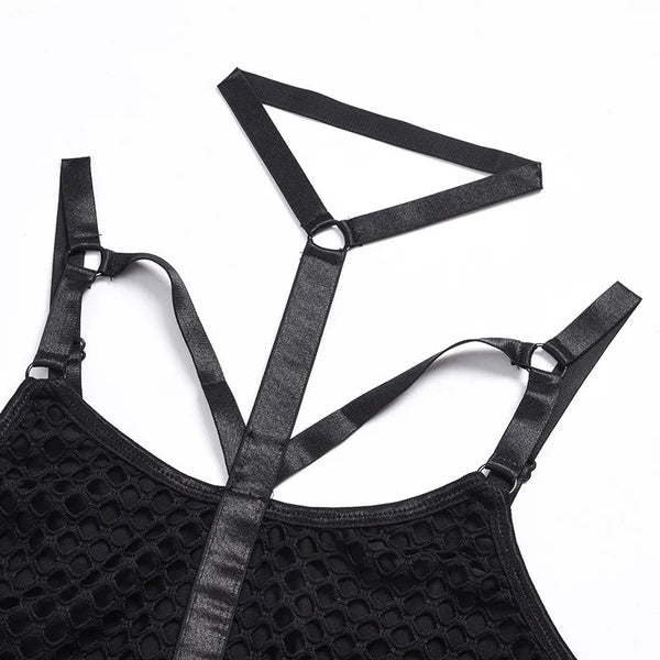 Gothic Fishnet Women Streetwear Bodysuit
