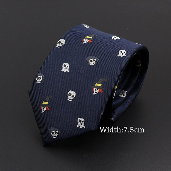 Skull Casual Classic Slim 8cm Polyester Neckties For Men