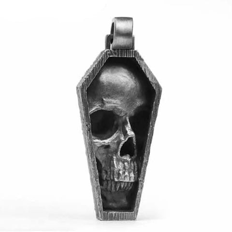 Punk Rock Stainless Steel Skull Coffin Pendant For Necklace