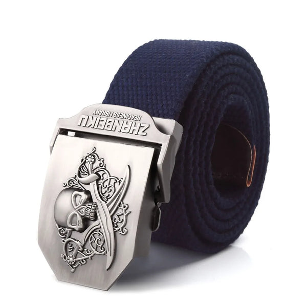 Men's Canvas Skull Metal Buckle Belt 19 Colors