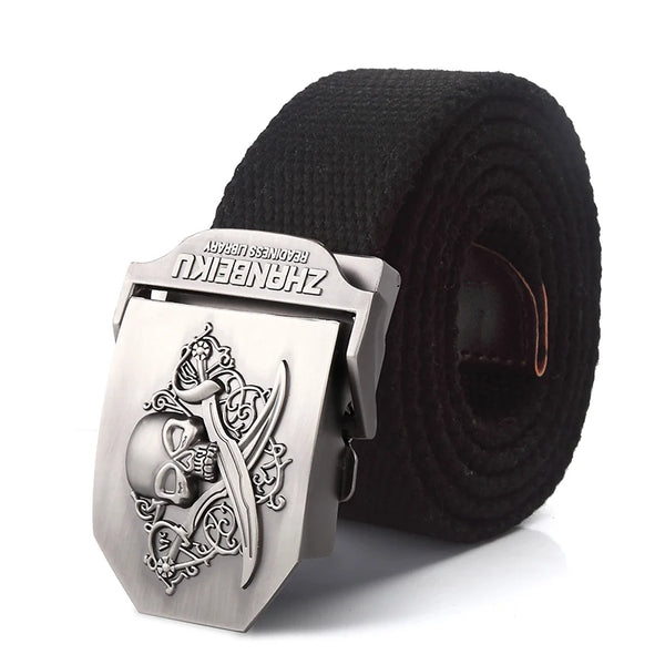 Men's Canvas Skull Metal Buckle Belt 19 Colors