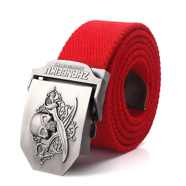 Men's Canvas Skull Metal Buckle Belt 19 Colors