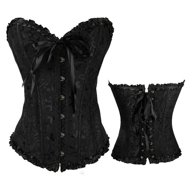 Gothic Women's Corsets Steampunk Overbust Lace Up Bustier
