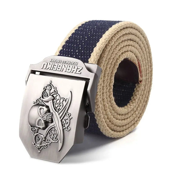 Men's Canvas Skull Metal Buckle Belt 19 Colors