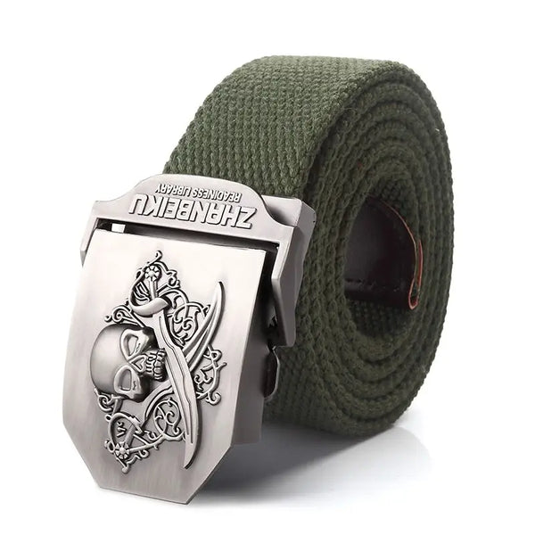 Men's Canvas Skull Metal Buckle Belt 19 Colors