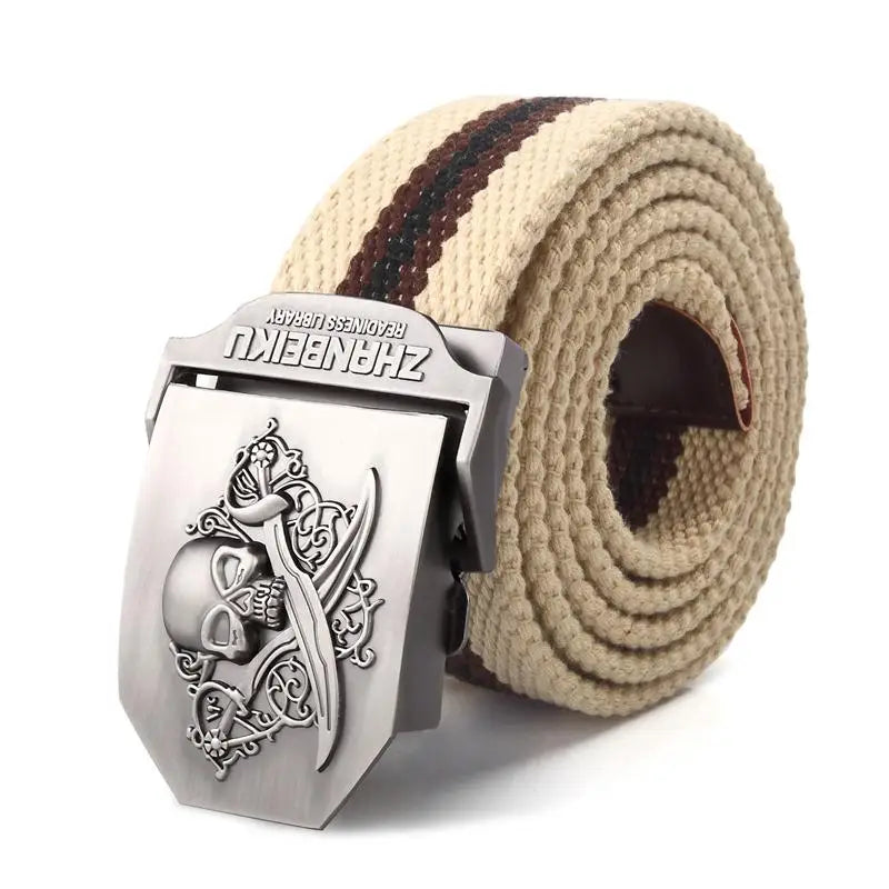 Men's Canvas Skull Metal Buckle Belt 19 Colors