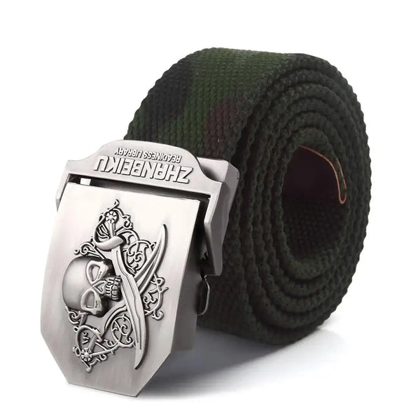 Men's Canvas Skull Metal Buckle Belt 19 Colors