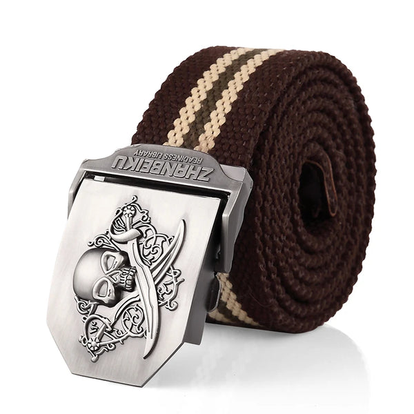 Men's Canvas Skull Metal Buckle Belt 19 Colors