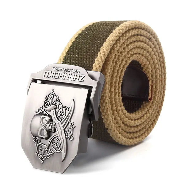 Men's Canvas Skull Metal Buckle Belt 19 Colors