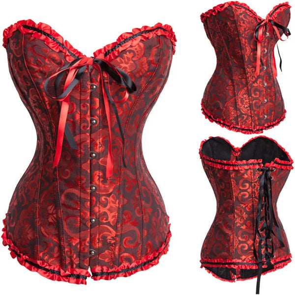 Gothic Women's Corsets Steampunk Overbust Lace Up Bustier