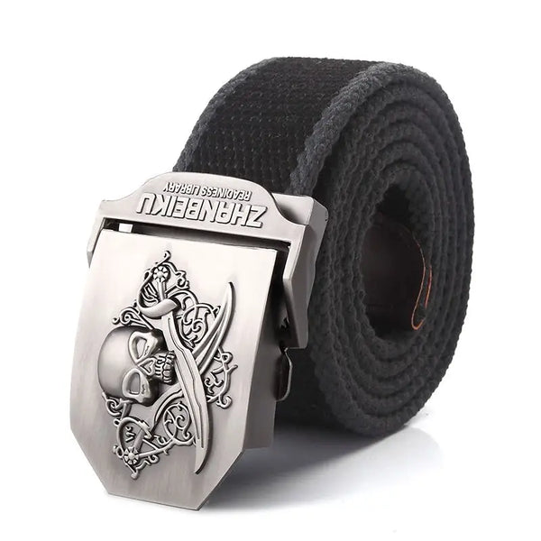 Men's Canvas Skull Metal Buckle Belt 19 Colors