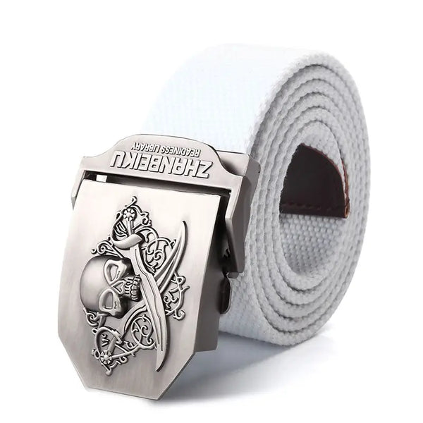 Men's Canvas Skull Metal Buckle Belt 19 Colors