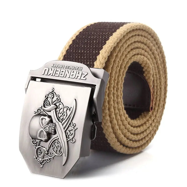 Men's Canvas Skull Metal Buckle Belt 19 Colors