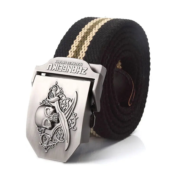 Men's Canvas Skull Metal Buckle Belt 19 Colors