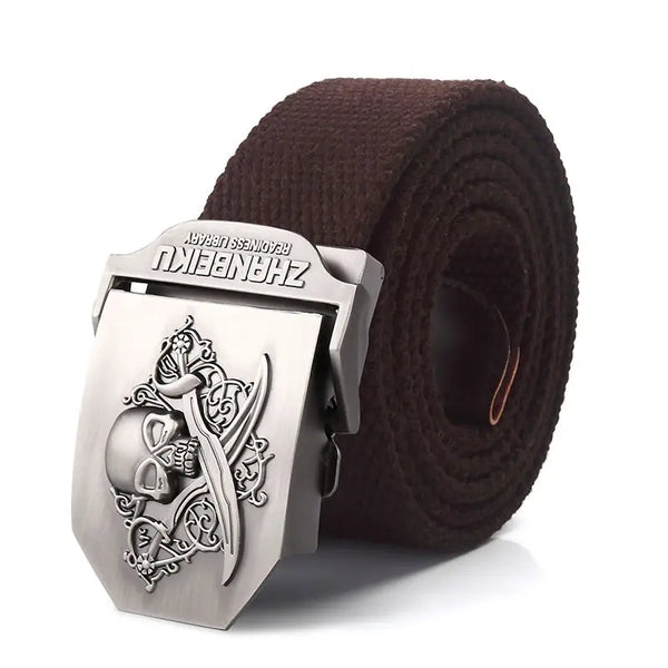 Men's Canvas Skull Metal Buckle Belt 19 Colors