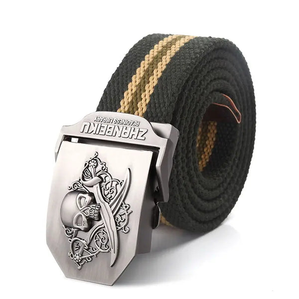 Men's Canvas Skull Metal Buckle Belt 19 Colors