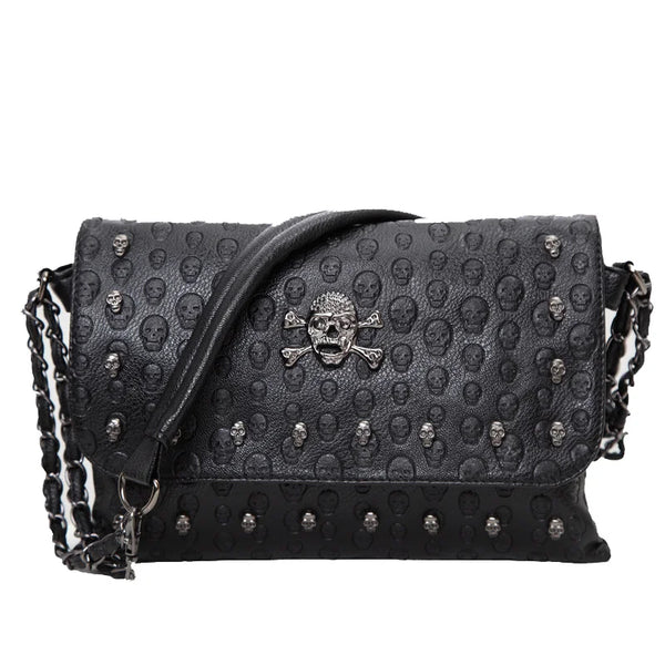 Women's Rivet Gothic Skull Chain Shoulder Handbag
