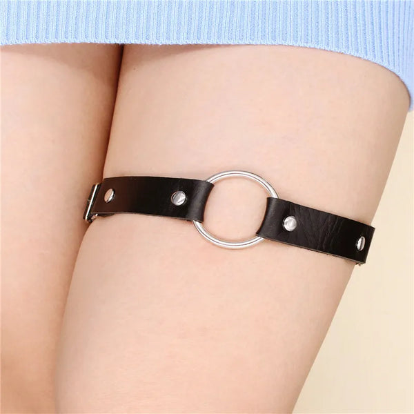 Women’s Elastic Leg Ring Strap with Metal Heart