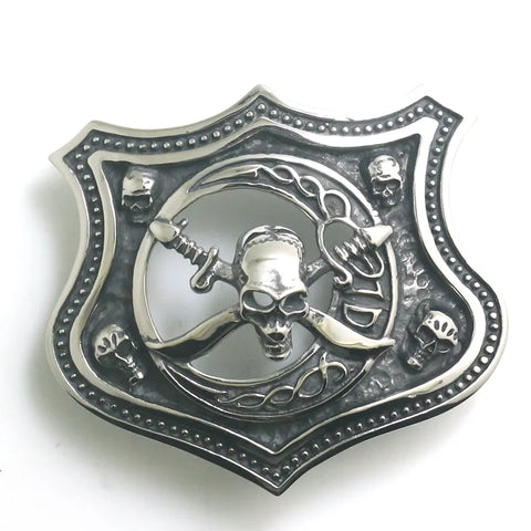 Skull Stainless Steel Pirate Shield Skull Belt Buckle