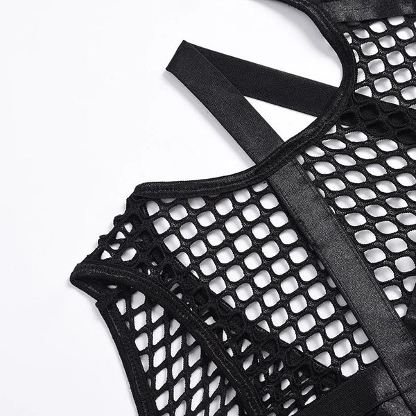 Gothic Fishnet Women Streetwear Bodysuit