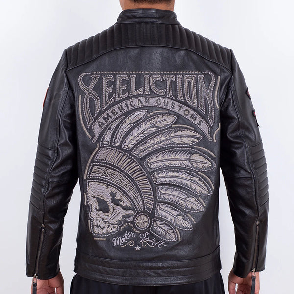 Men's Indian Skull Cowhide Leather Jacket