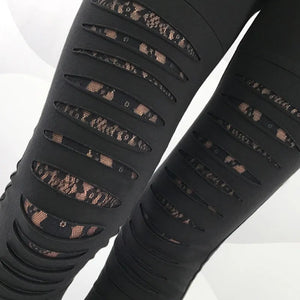 Gothic Lace Shredded Leggings For Women