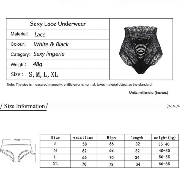 Women's High Waist Black Lace-Up Hollow Out Panties - Gothic Lingerie