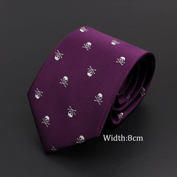 Skull Casual Classic Slim 8cm Polyester Neckties For Men