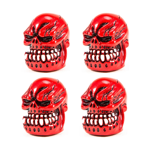 Red Skulls 4Pcs/Set Universal Stem Valve Caps, Attractive Dustproof Car Accessories